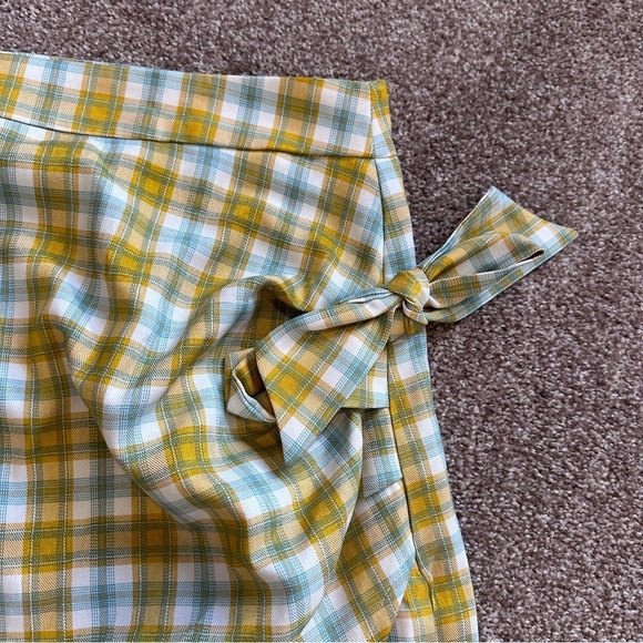 Cider Yellow White Plaid Bow Side Midi Skirt Women’s Plus Size 2X Twee Academia - Picture 6 of 16